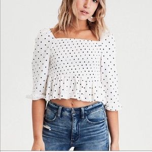 NWT American Eagle Polka Dot Ruffled Peplum Hem